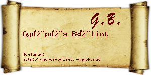 Gyöpös Bálint névjegykártya